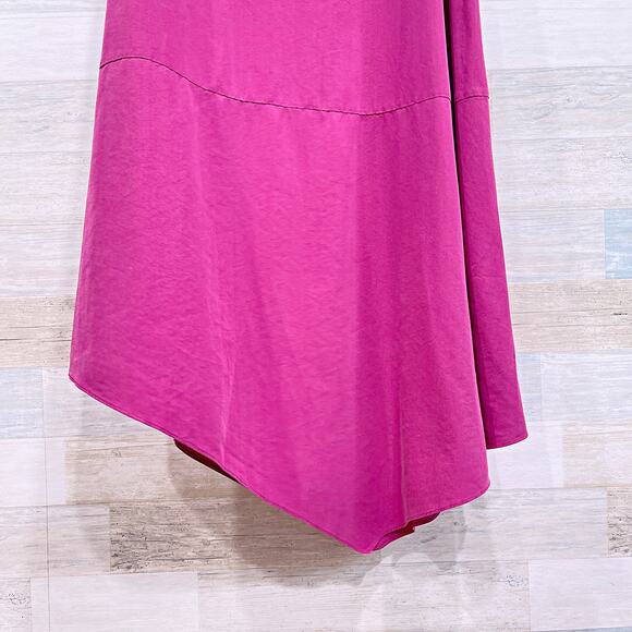 EILEEN FISHER Tencel Asymmetric Hem Midi Tank Dress Pink V Neck Womens Medium - Picture 4 of 8